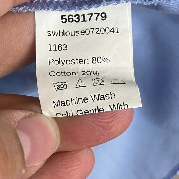 Shein Blue Ruffle Short Sleeve Blouse Size Medium - Picture 8 of 9